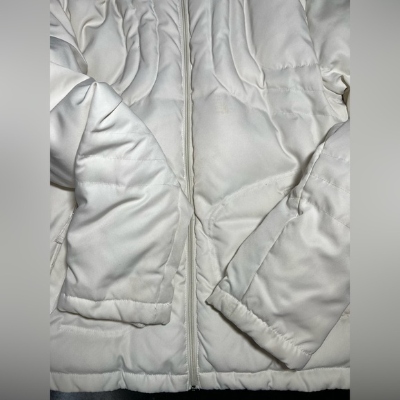 Cream white puffer coat with faux fur lined hood. Size Med. Super cute & cozy. - Picture 13 of 14